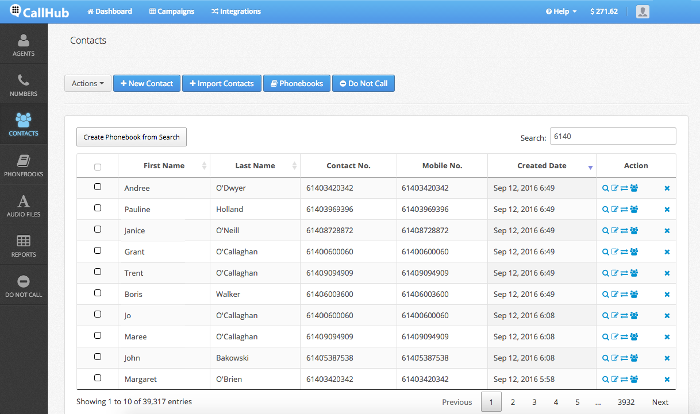 create phonebook from search