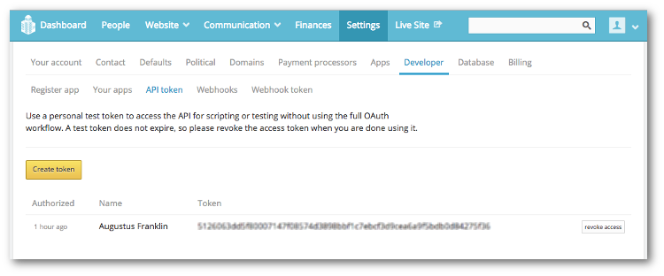 Get Nationbuilder Access Token