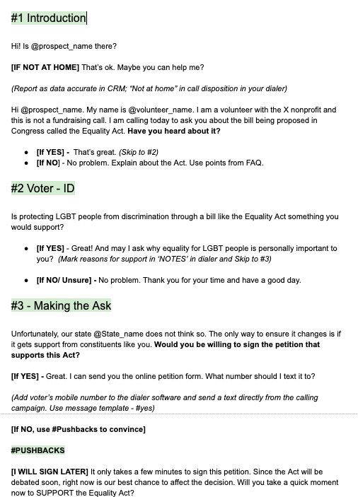 Call Center Script voter identification use case