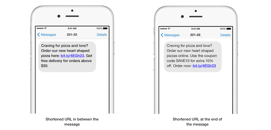 Link placement text message