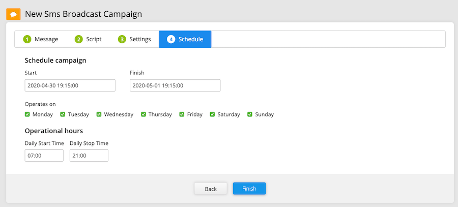 text giving schedule
