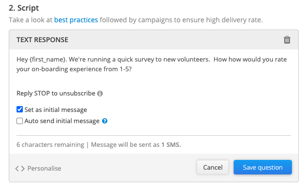 volunteer survey text