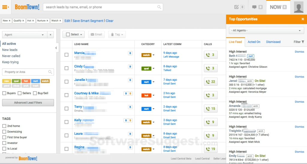 real estate crm boomtown interface