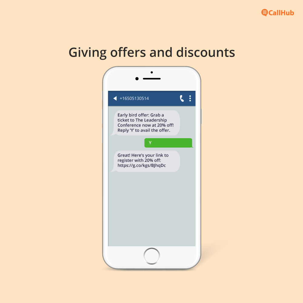 event text messaging giving offers and discounts