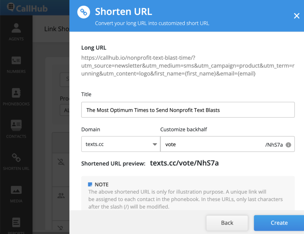 link shortener tracker shorten url customize interface
