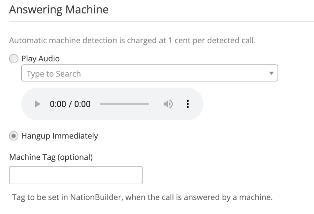 robocall campaign guide answering machine detection feature