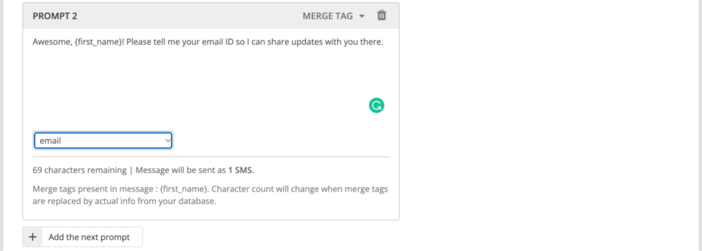 send election campaign text messages followup prompt